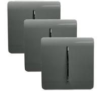 Trendiswitch Trendi 1 Gang 2 Way 10 Amp Rocker Chrome Light Switch Glossy Charcoal (3 Pack)