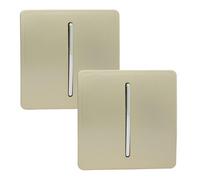 Trendiswitch Trendi 1 Gang 2 Way Artistic Modern Glossy 10 Amp Rocker Tactile Light Switch Champagne Gold (2 Pack)