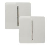 Trendiswitch Trendi 1 Gang 2 Way Artistic Modern Glossy 10 Amp Rocker Tactile Light Switch Ice White (2 Pack)