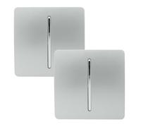 Trendiswitch Trendi 1 Gang 2 Way Artistic Modern Glossy 10 Amp Rocker Tactile Light Switch Silver (2 Pack)