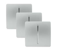 Trendi 1 Gang 2 Way Artistic Modern Glossy 10 Amp Rocker Tactile Light Switch Silver (3 Pack)