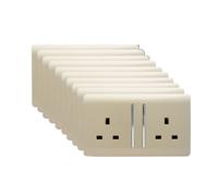 Trendiswitch Trendi 2 Gang 13 Amp Switched Plug Socket Gold Trade Pack (X10) Art-Skt213Lgox10