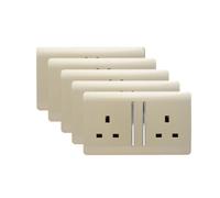 Trendiswitch Trendi 2 Gang 13 Amp Switched Plug Socket Gold Trade Pack (X5) Art-Skt213Lgox5
