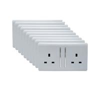 Trendiswitch Trendi 2 Gang 13 Amp Switched Plug Socket Silver Trade Pack (X10)