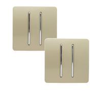 Trendiswitch Trendi 2 Gang 2 Way Artistic Modern 10 Amp Rocker Light Switch Gold (Pack Of 2)