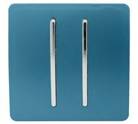 Trendiswitch Trendi 2 Gang 2 Way Artistic Modern Glossy 10 Amp Rocker Tactile Light Switch Ocean Blue