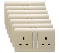 Trendiswitch Trendi 2 Gang Artistic Modern Glossy 13 Amp Switched Plug Socket Champagne Gold (7 Pack)