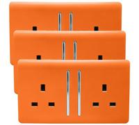 Trendi 2 Gang Artistic Modern Glossy 13 Amp Switched Plug Socket Orange (3 Pack)