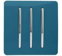 Trendiswitch Trendi 3 Gang 2 Way Artistic Modern Glossy 10 Amp Rocker Tactile Light Switch Ocean Blue