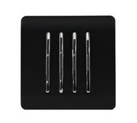 Trendiswitch Trendi 4 Gang 2 Way Artistic Modern Glossy 10 Amp Rocker Tactile Light Switch Matt Black