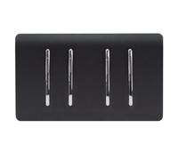 Trendiswitch Trendi Artistic Modern Glossy 4 Gang 2 Way Matt Black Rocker Double Plate Tactile Light Switch