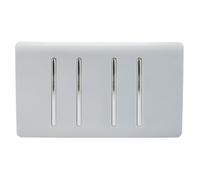 Trendiswitch Trendi Artistic Modern Glossy 4 Gang 2 Way Platinum Silver Rocker Double Plate Tactile Light Switch