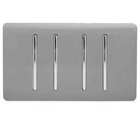 Trendi Switch 4 Gang 1 or 2 Way Light Switch in Light Grey