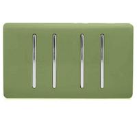 Trendi Artistic Modern Glossy 4 Gang 2 Way Rocker Double Plate Tactile Light Switch Moss Green