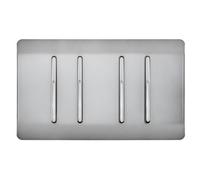 Trendiswitch Trendi Artistic Modern Glossy 4 Gang 2 Way Stainless Steel Rocker Double Plate Tactile Light Switch