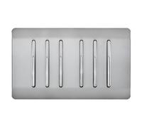 Trendi 6 Gang 2 Way 240V Screwless Raised Front Twin Plate Plastic Artistic Modern Glossy 10 Amp Chrome Rocker Electrical Wall Light Switch Brushed Steel - ART-SS66BS