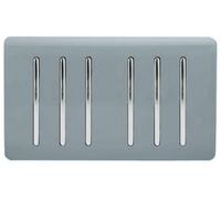 Trendiswitch Trendi Artistic Modern Glossy 6 Gang 2 Way Rocker Double Plate Tactile Light Switch Cool Grey