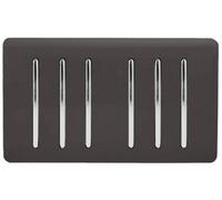 Trendiswitch Trendi Artistic Modern Glossy 6 Gang 2 Way Rocker Double Plate Tactile Light Switch Dark Brown