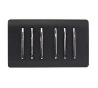 Trendi 6 Gang 2 Way Rocker Double Plate Light Switch in Matt Black