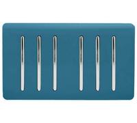 Trendiswitch Trendi Artistic Modern Glossy 6 Gang 2 Way Rocker Double Plate Tactile Light Switch Ocean Blue