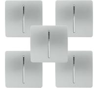 Trendi Modern 1 Gang 1 or 2 way Screwless Rocker Light Switch in Platinum Silver (Pack of 5)