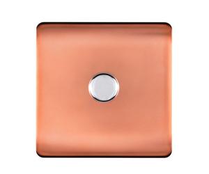 Trendiswitch Trendi Switch 1 Gang 1 Or 2 Way 150W Rotary Led Dimmer Light Switch In Copper