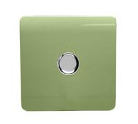 Trendi Switch 1 Gang 1 or 2 way 150w Rotary LED Dimmer Light Switch in Moss Green