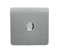 Trendiswitch Trendi Switch 1 Gang 1 Or 2 Way 150W Rotary Led Dimmer Light Switch In Platinum Silver
