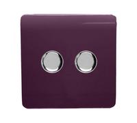 Trendiswitch Trendi Switch 2 Gang 1 Or 2 Way 150W Rotary Led Dimmer Light Switch In Plum
