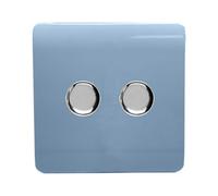 Trendi Artistic Modern Glossy Tactile 2 Gang 2 Way 120w LED Dimmer Switch Sky