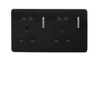 Trendiswitch Trendi Switch 2 Gang 4 Port Usb 2.1Ma Double Plug Socket Black