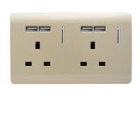 Trendiswitch Trendi Switch 2 Gang 4 Port Usb 2.1Ma Double Plug Socket Gold