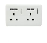 Trendiswitch Trendi Switch 2 Gang 4 Port Usb 2.1Ma Double Plug Socket White