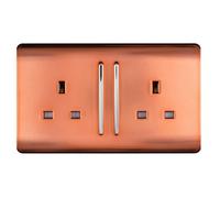 Trendiswitch Trendi Switch 2 Gang Copper Double Plug Socket Modern Designer Decorative Wiring Accessory