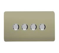 Trendiswitch Trendi Switch 4 Gang 1 Or 2 Way 150W Rotary Led Dimmer Light Switch In Champagne Gold