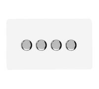 Trendiswitch Trendi Switch 4 Gang 1 Or 2 Way 150W Rotary Led Dimmer Light Switch In Ice White