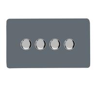 Trendiswitch Trendi Switch 4 Gang 1 Or 2 Way 150W Rotary Led Dimmer Light Switch In Warm Grey