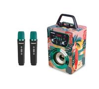 Trendix - Karaoke Machine Kids Tropical Vibes | Karaoke Machine 2 Microphones Wireless | Portable Speaker | Speaker With Microphone Bluetooth, FM Radio, USB | Gifts For 10 Year Olds Girls And Boys