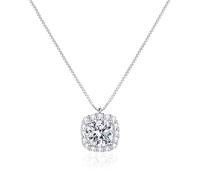 Trendlooks S925 Sterling Silver 1CT CZ Necklace for Women Dainty Solitaire Pendant Adjustable 15.7"+2" Gift Box Included
