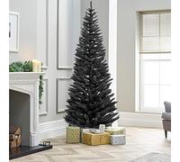 TrendMakers 6ft Black Pine Pencil Slim Artificial Christmas Tree | 560 Branch Tips | With Metal Stand