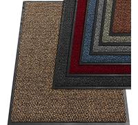 TrendMakers Beige/Black Durable Rubber Door Mat, Front Waterproof Floor mat, Low Profile, Heavy Duty Welcome Doormat Indoor/Outdoor, Rug Mats Entrance, Kitchen, Non Slip Runners (60cm x 90cm)