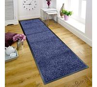 TrendMakers BLUE Cotton Pile Heavy Duty Black PVC Edge Pile Top Rubber Barrier Entrance Door Kitchen Utility Dust Floor Hall Hallway Runners Mats Rugs 50cm x 80cm | COTTON PILE
