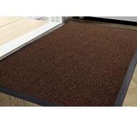 TrendMakers Door Mat Carpet Runner 40cm x 60cm Brown/Black Heavy Duty Dirt Stopper Anti Slip Rubber Welcome Hallway Low Profile Floor Mat Front Doormat Indoor Outdoor Rugs