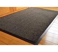 TrendMakers Door Mat Indoor Outdoor Floor Mat Non Slip Hard Wearing Barrier Mat. PVC Edged Heavy Duty Large Kitchen Rubber Doormat Home Office - Charcoal/Black - 80x140cm
