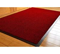 TrendMakers Door Mat Indoor Outdoor Floor Mat Non Slip Hard Wearing Barrier Mat. PVC Edged Heavy Duty Large Kitchen Rubber Doormat Home Office - Wine Red/Black - 80x140cm
