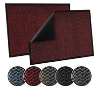 TrendMakers Door Mat Indoor & Outdoor Non-Slip Rubber Backed door mats indoor Super Absorbent Washable Dirt Trapper doormats - Durable & wrinkle-free Barrier Rug (Wine Red/Black - 50cm x 80cm)