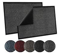 TrendMakers Door Mat Indoor & Outdoor Non-Slip Rubber Backed door mats indoor Super Absorbent Washable Dirt Trapper doormats - Durable & wrinkle-free Barrier Rug (Grey/Black - 60cm x 90cm)