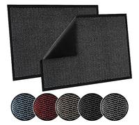 TrendMakers Door Mat Indoor & Outdoor Non-Slip Rubber Backed door mats indoor Super Absorbent Washable Dirt Trapper doormats - Durable & wrinkle-free Barrier Rug (Charcoal/Black - 60cm x 90cm)
