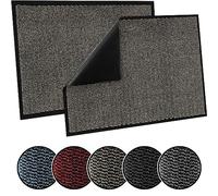 TrendMakers Door Mat Indoor & Outdoor Non-Slip Rubber Backed door mats indoor Super Absorbent Washable Dirt Trapper doormats - Durable & wrinkle-free Barrier Rug (Light Beige/Black - 50cm x 80cm)