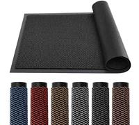 TrendMakers DOOR MATS BIG LARGE RUNNER (CHARCOAL & BLACK) BARRIER MAT RUBBER EDGED HEAVY DUTY NON SLIP KITCHEN ENTRANCE HALL RUNNER RUG MATS 90X200CM (3ft x 6ft8) | POLYPROPYLENE PILE